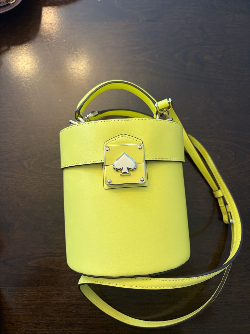 kate spade yellow leather mini bucket bag
